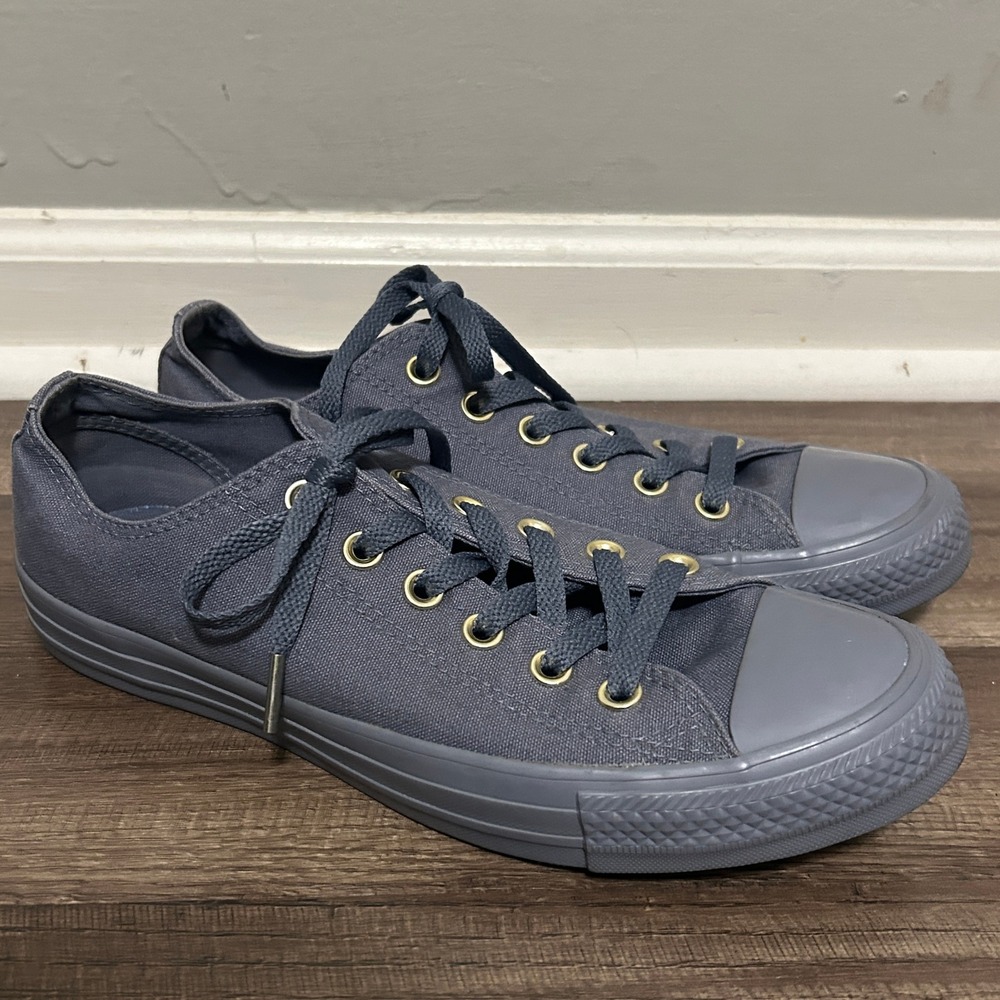 Converse All Star Women Sneakers 9 Charcoal Grey Gold Eyelets Low Top Streetwear